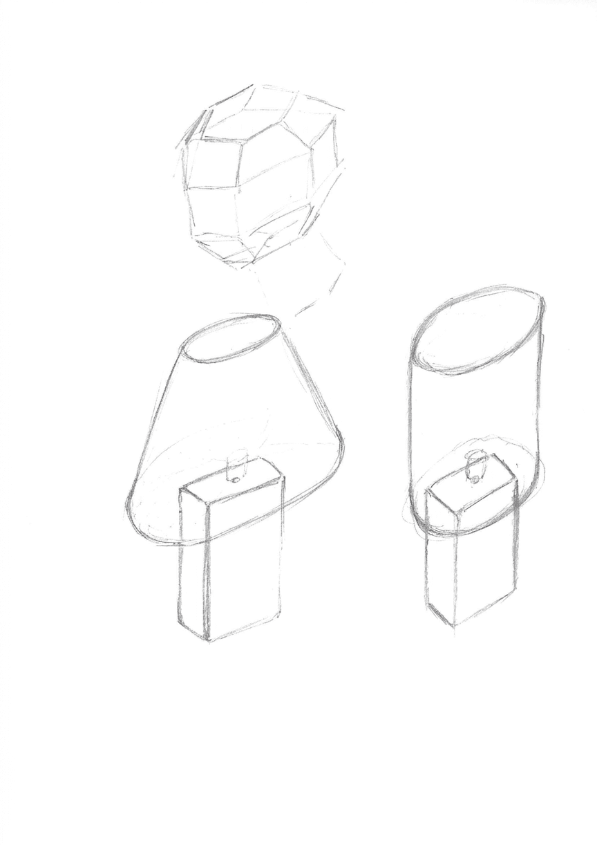 Croquis préparatoires de lampes Giuseppe Di Malta